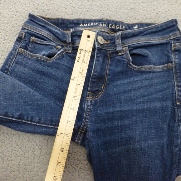 American Eagle Jeans Womens 6 Short Kick Boot Super Stretch Blue Denim - Picture 8 of 12